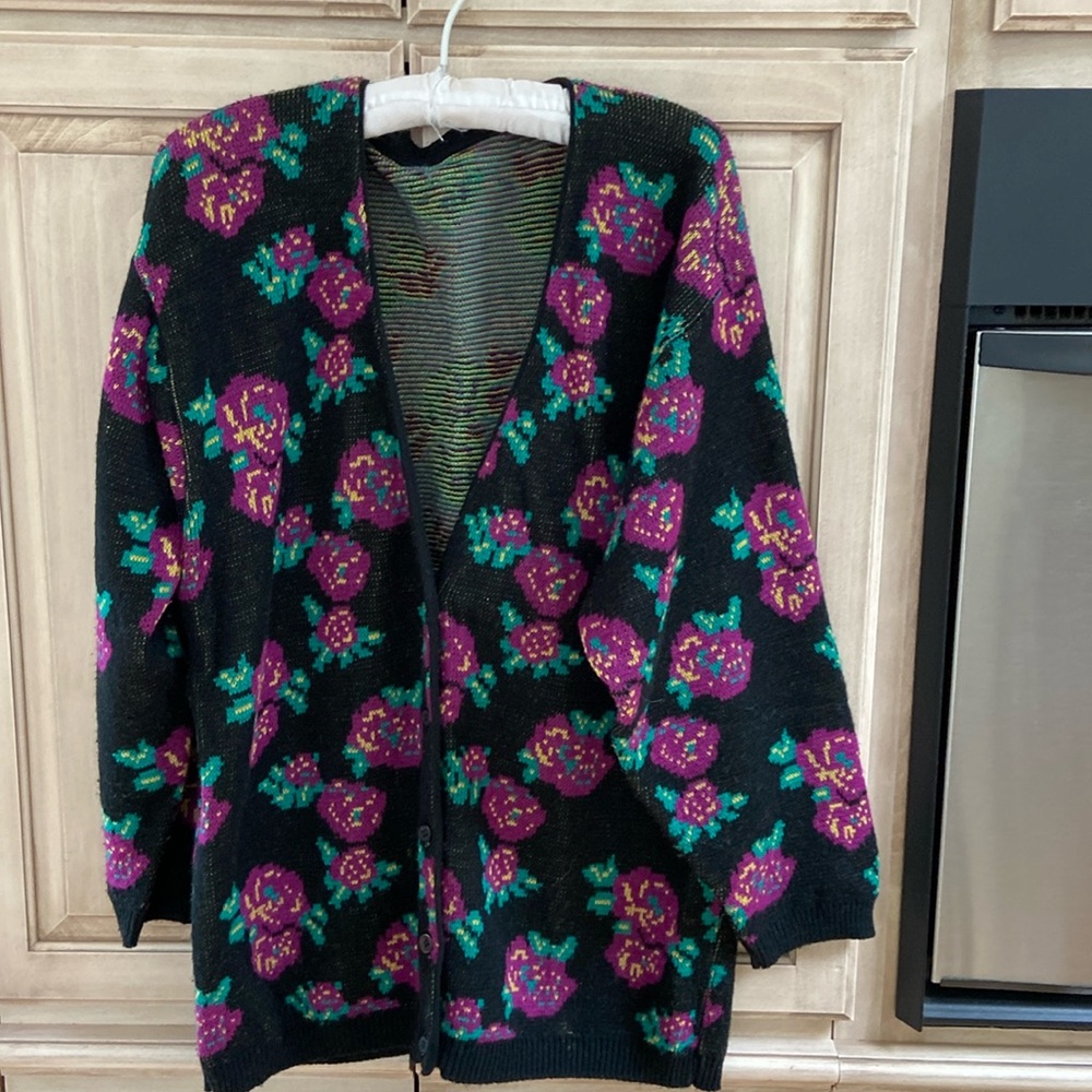 Vintage ILGWU sweater double layer knit floral